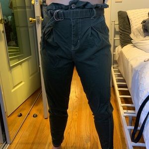 Army green cargo pants with belt